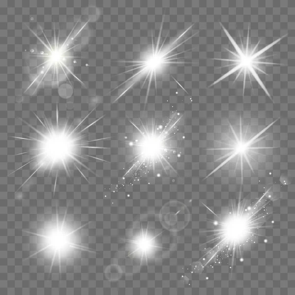 Glowing Lights Effect Flare Explosion Stars Special Effect Isolated Transparent — Stock Vector