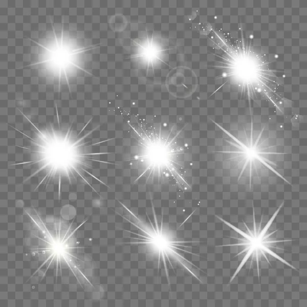 Efecto Luces Brillantes Destello Explosión Estrellas Efecto Especial Aislado Sobre — Vector de stock