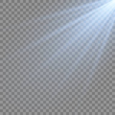 Vektör şeffaf güneş ışığı özel lens flaş efekti. Ön güneş merceği flaşı. Işığın ışığında vektör bulanıklığı.
