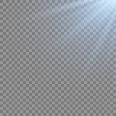 Vektör şeffaf güneş ışığı özel lens flaş efekti. Ön güneş merceği flaşı. Işığın ışığında vektör bulanıklığı.