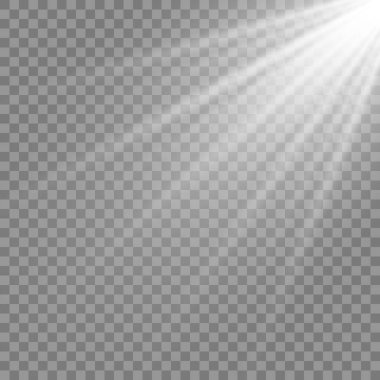 Vektör şeffaf güneş ışığı özel lens flaş efekti. Ön güneş merceği flaşı. Işığın ışığında vektör bulanıklığı.