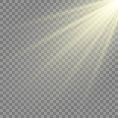 Vektör şeffaf güneş ışığı özel lens flaş efekti. Ön güneş merceği flaşı. Işığın ışığında vektör bulanıklığı.