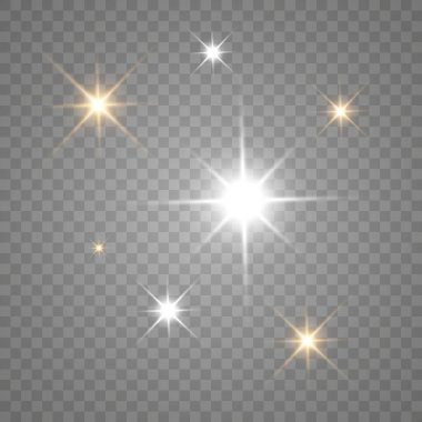 Şeffaf arkaplanda izole edilmiş pek çok sim parçacığı ile parlayan ışık efekti. Tozla kaplı vektör yıldızlı bulut. Sihirli Noel süslemesi