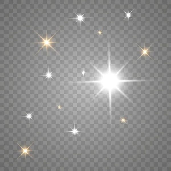 Gloeiend Lichteffect Met Veel Glitterdeeltjes Geïsoleerd Transparante Achtergrond Vector Sterrenwolk — Stockvector