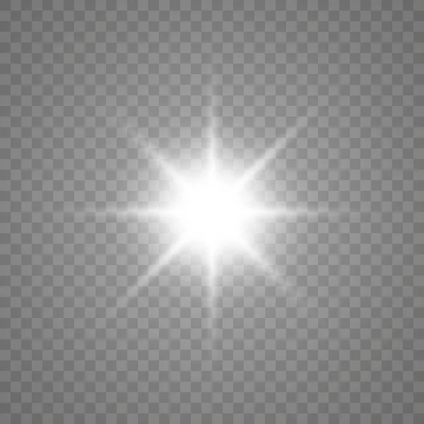 Белый Светящийся Свет Лопнул Взрыв Прозрачным Охлаждающий Эффект Украшения Лучом — стоковый вектор