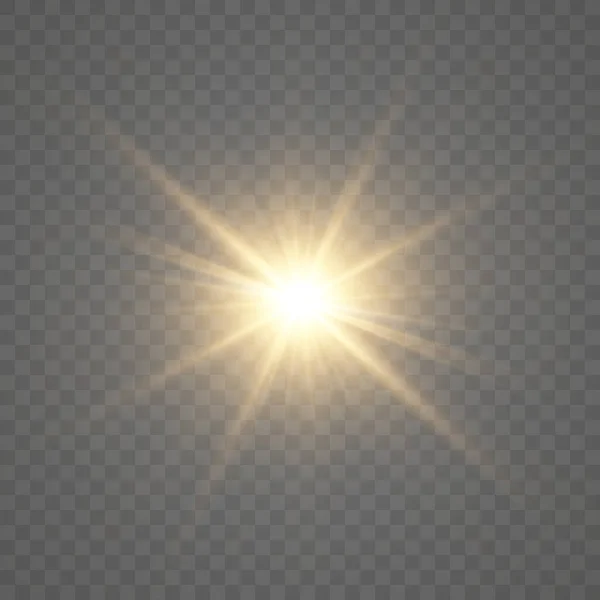Lumière Jaune Éclatante Explose Avec Souffle Transparent — Image vectorielle