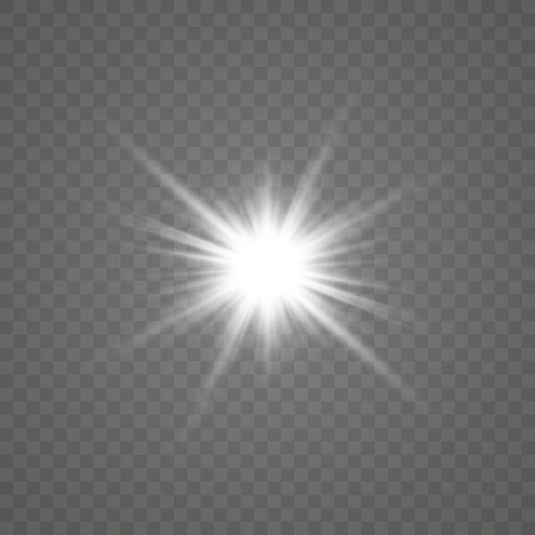 White glowing light burst explosion with transparent. Cool effect decoration with ray sparkles. Transparent shine gradient glitter