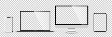 Gerçekçi monitör seti, dizüstü bilgisayar, tablet, akıllı telefon - Stock Vektör illüstrasyonu