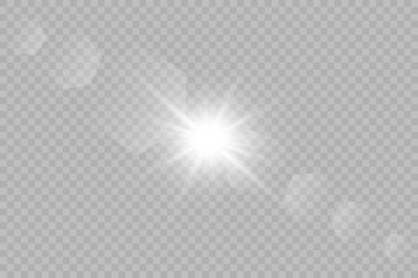 Vektör şeffaf güneş ışığı özel mercek parlaması