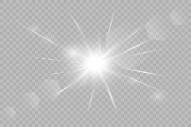 Vektör şeffaf güneş ışığı özel mercek parlaması