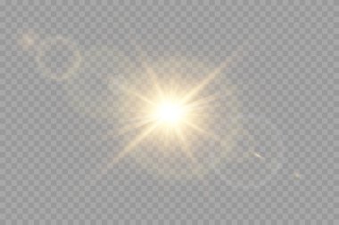 Vektör şeffaf güneş ışığı özel mercek parlaması