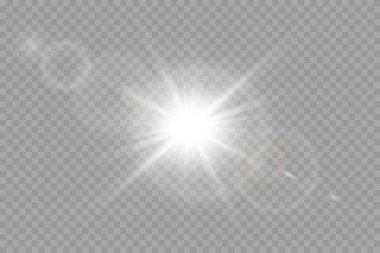 Vektör şeffaf güneş ışığı özel mercek parlaması