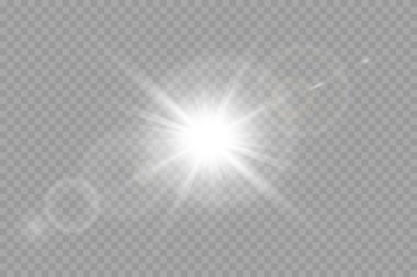 Vektör şeffaf güneş ışığı özel mercek parlaması