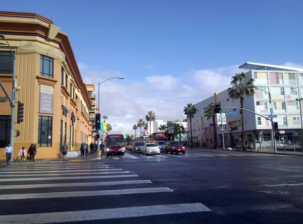 Street Los Angeles East Hollywood Shop Crossroads Warm Sunny Day — Stock Photo, Image