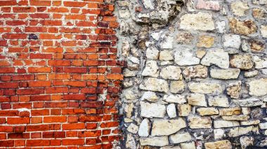 Taş eski büyük bloklardan duvar. Arka plan taş. Güvenilirlik kavramı. Güzel dokulu vintage antika arka plan.