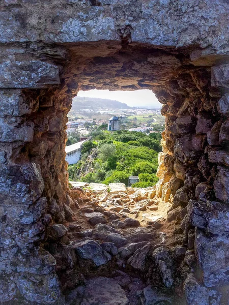 Widok Dziury Ścianie Obidos Portugalia — Zdjęcie stockowe