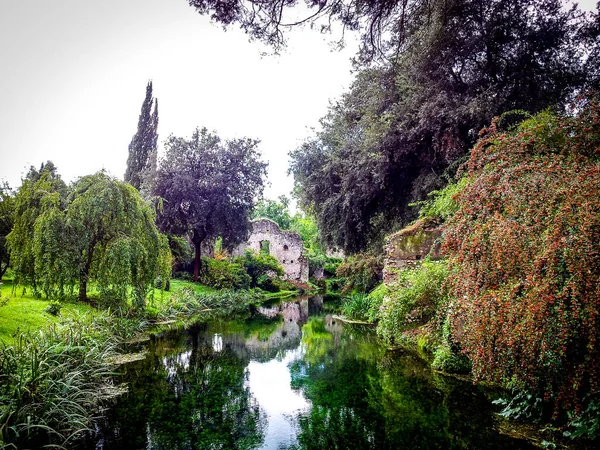Ruïnes Refectie Giardini Ninfa Italië — Stockfoto
