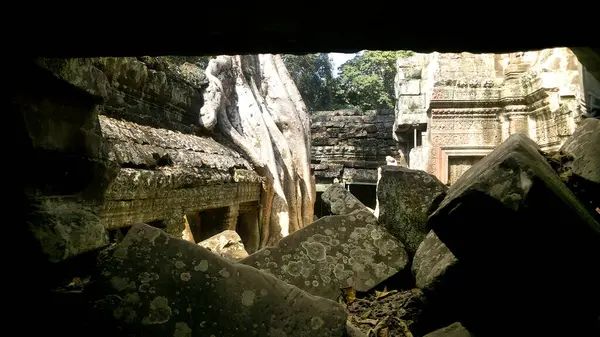 Ruinas Del Templo Prohm Angkor Wat Antigua Arquitectura Jemer Cerca — Foto de Stock