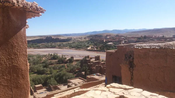 Vista Interior Ait Ben Haddou Marruecos Casas Barro Día Soleado — Foto de Stock