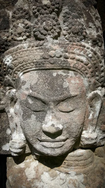 Detalle Una Hermosa Cara Bailarina Angkor Wat Camboya Piedra Hongo — Foto de Stock