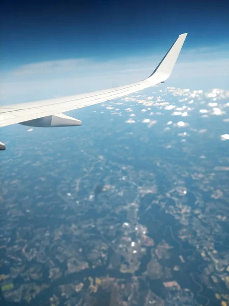 Tragflügelflugzeug Blick Aus Dem Fenster Eines Flugzeugs New York City — Stockfoto