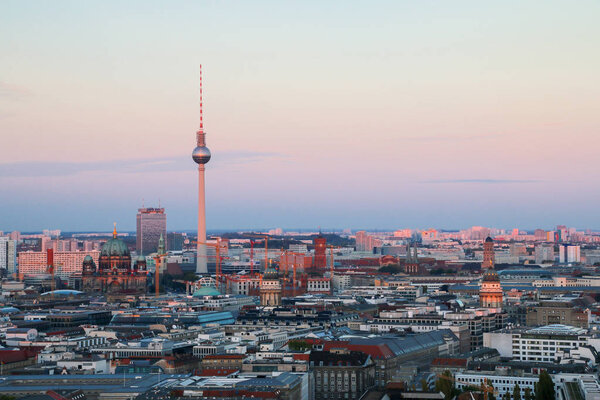 The Television Tower in Berlin after sunset