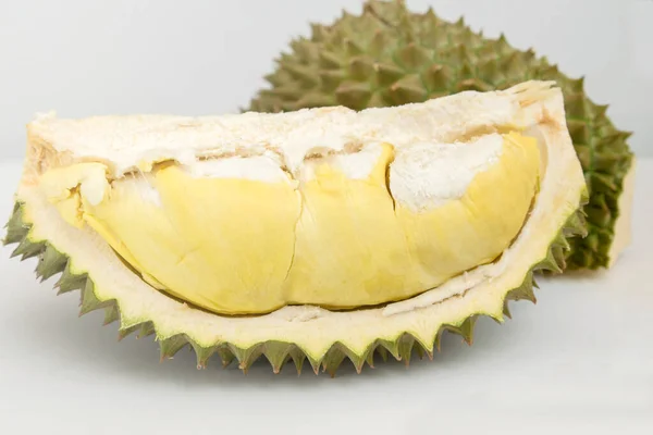 Geïsoleerde Durian Fruit Rijp Witte Achtergrond Koning Van Fruit Zuidoost — Stockfoto