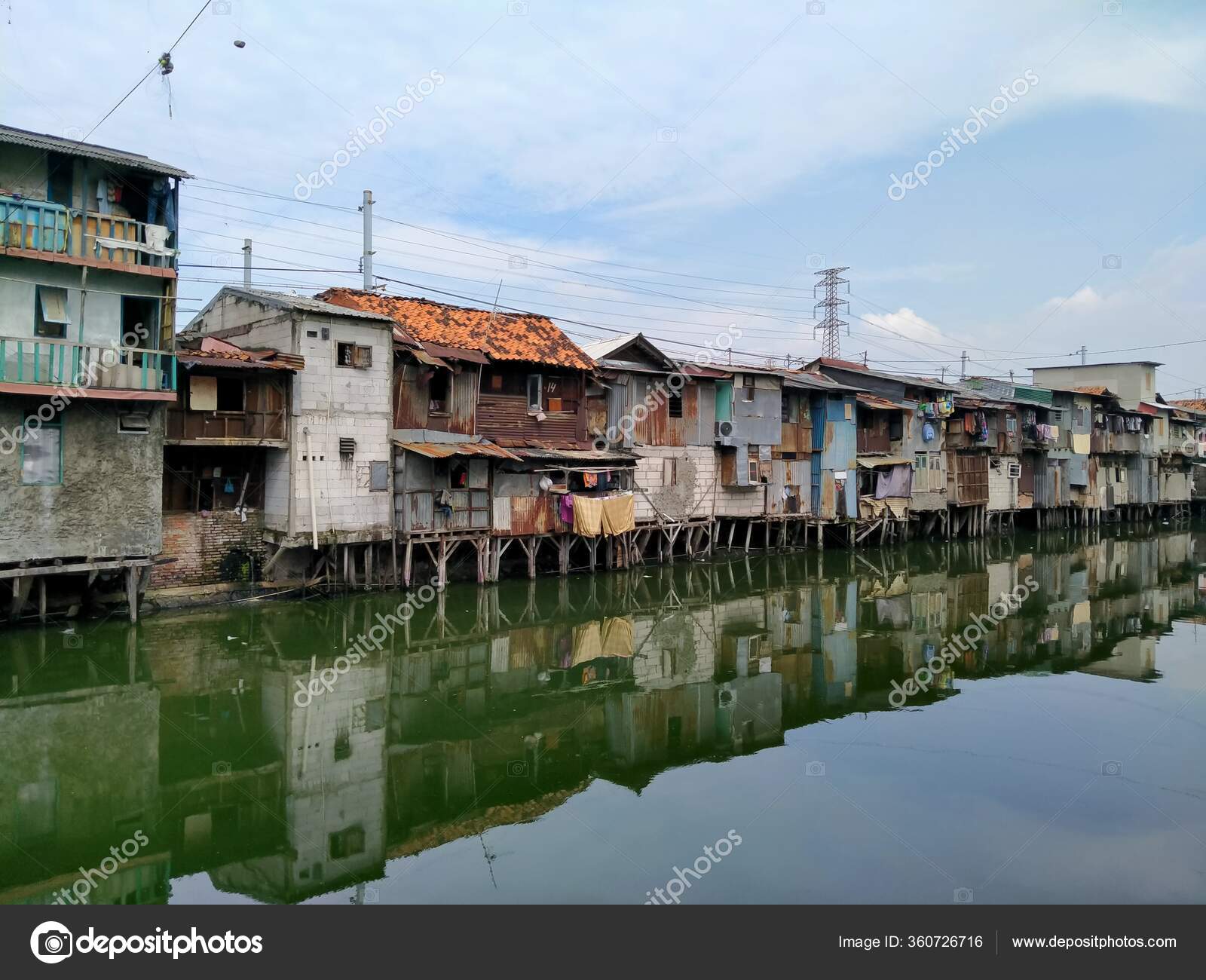 Roxy Jakarta Indonézia 2020 Április Lakóházak Nyomornegyedek Szélén
