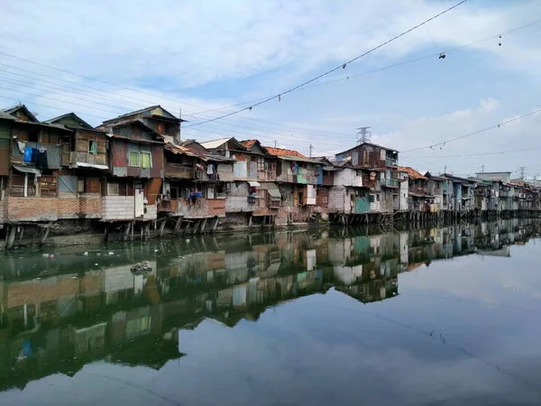 Roxy Jakarta Indonésie Dubna 2020 Bydlení Okraji Slumů — Stock fotografie
