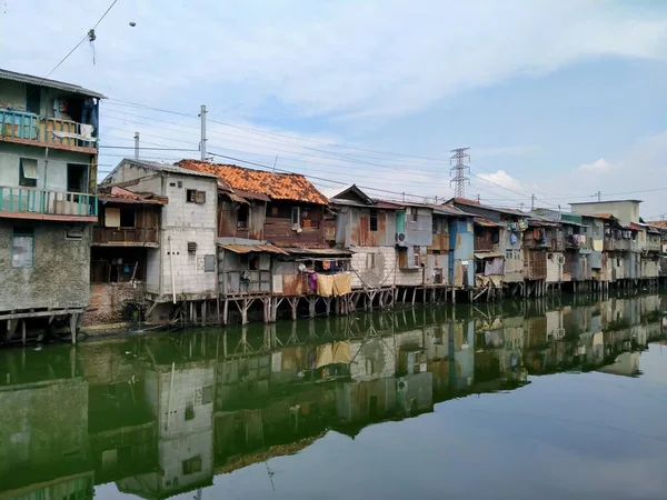 Roxy Jakarta Indonésie Dubna 2020 Bydlení Okraji Slumů — Stock fotografie