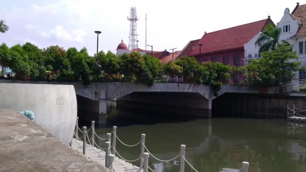 Jakarta Indonésie Února 2020 Říční Atmosféra Okraji Dálnice Tohle Místo — Stock video