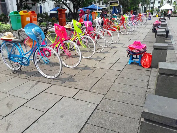 Kota Tua Jakarta Indonesia Червня 2016 Колекція Античних Велосипедів Орендованих — стокове фото