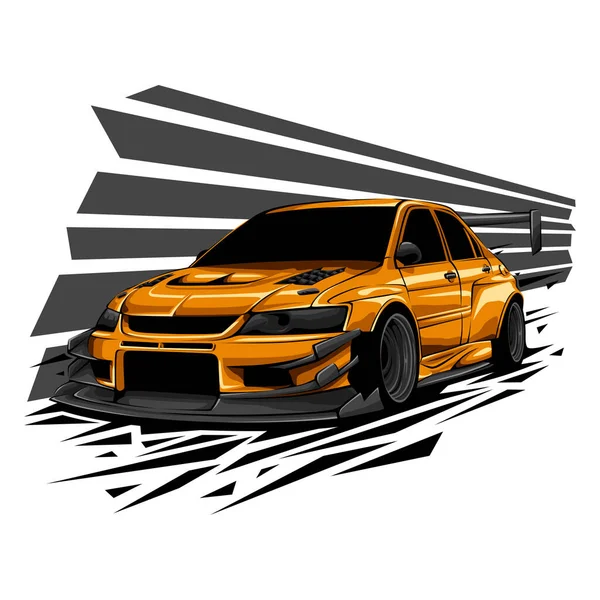 Gyors Narancssárga Autó Evolution Mozgásban — Stock Vector