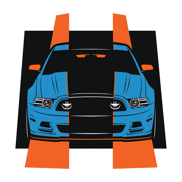 Blauer Mustang Mit Orangefarbenen Linien — Stockvektor