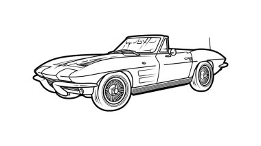 Classic Roadster Chevy Corvette clipart