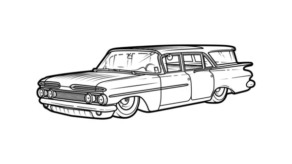 Coche Muscular Clásico Chevy Lowrider — Vector de stock