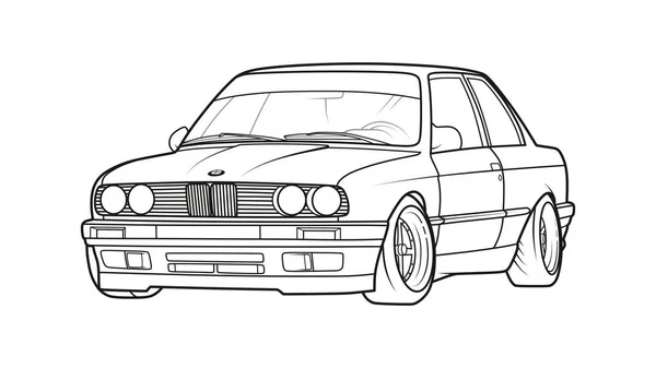 E30 Sport Drift Stance Car — Vector de stock