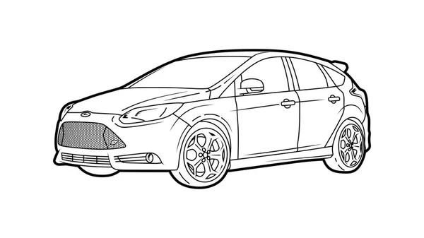 Focus Hatchback Car — Vector de stoc