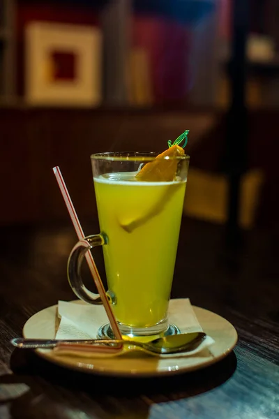 Bright Drinks Glass Backlight Smoke Cocktails Juices Different Colors — Stock Photo, Image