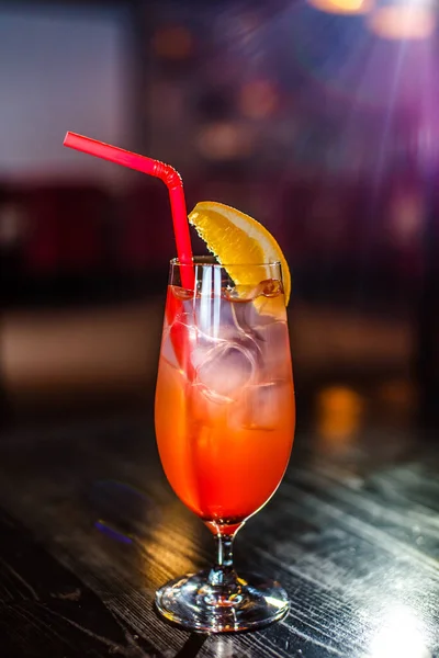 Bright Drinks Glass Backlight Smoke Cocktails Juices Different Colors — Stock Photo, Image