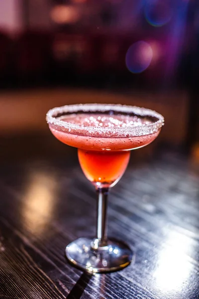 Bright Drinks Glass Backlight Smoke Cocktails Juices Different Colors — Stock Photo, Image