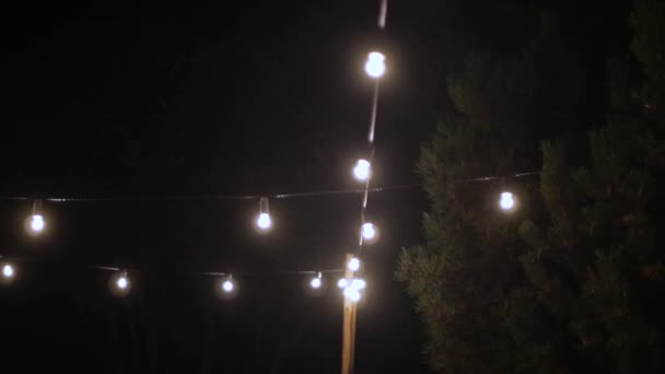 Festival Decorative String Lights Hang Glow Outdoors Night Warm Lighting — Stock Video