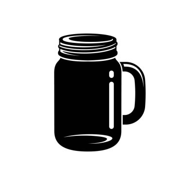 Mason jar kupa siluet vektör resim tasarımı
