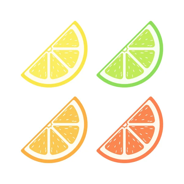Zitrusfruchtviertel Scheibe Mit Fruchtfleisch Flache Einfache Vektor Symbol Design Farbiges — Stockvektor