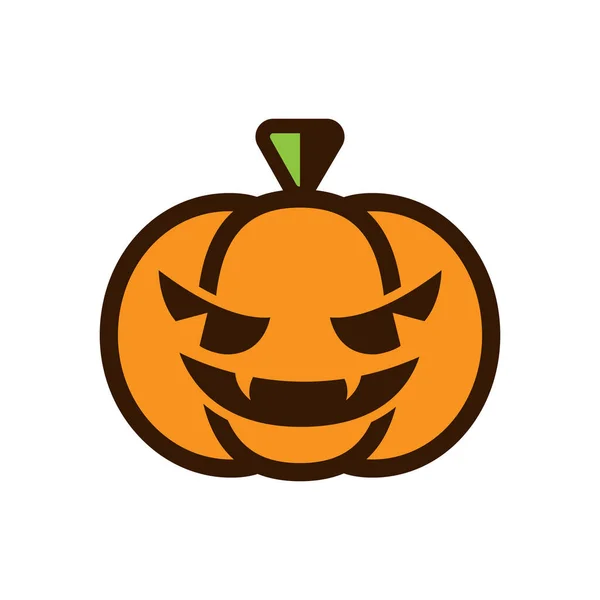 Scary Spooky Evil Orange Halloween Pumpkin Icon Simple Flat Vector — Stock Vector