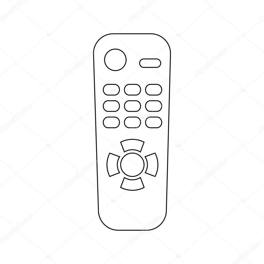 Simple TV remote control outline vector art illustration design