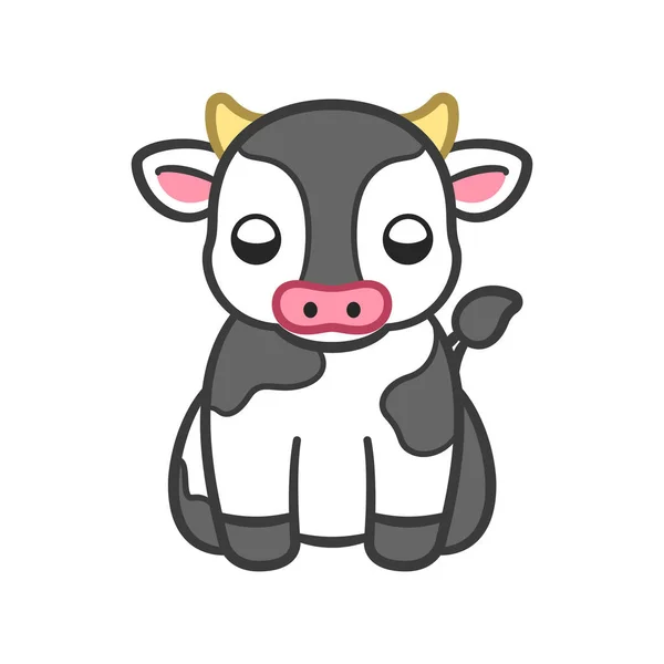 Simple Cute Small Baby Cow Vector Icon Cartoon Colored Image — Stock Vector