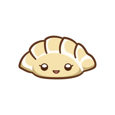 Mutlu gyoza çizgi film karakteri emoji vektör çizimi