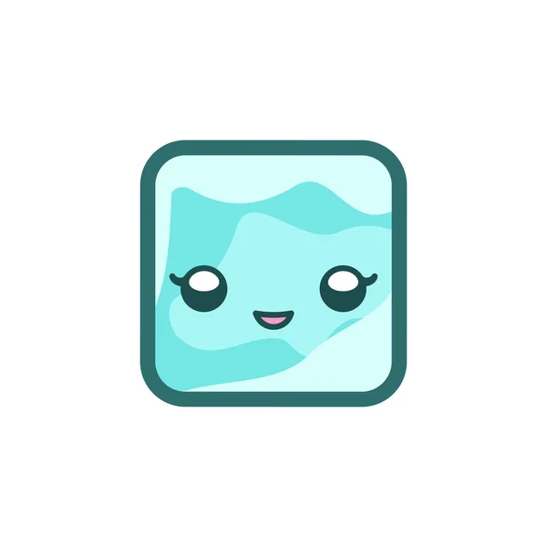 Feliz Cubo Hielo Dibujos Animados Emoji Expresión Vector Ilustración — Vector de stock