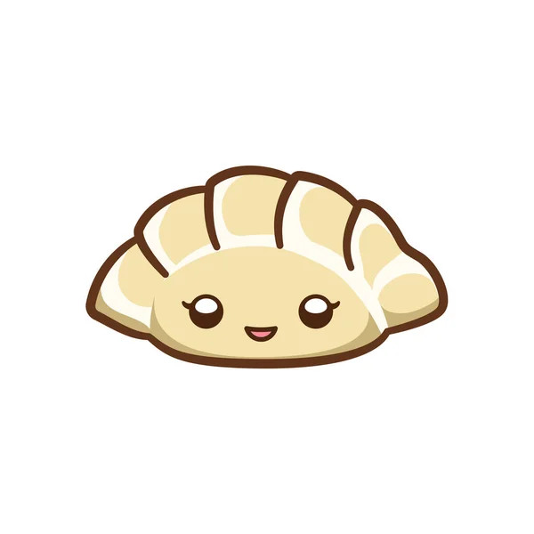 Boldog Gyoza Rajzfilm Karakter Emoji Vektor Illusztráció — Stock Vector